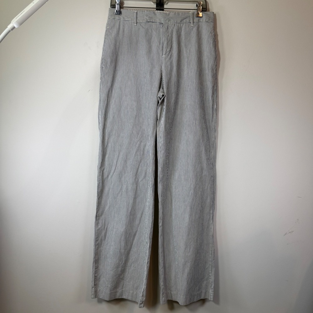 Good London Jean Chino Stretch Pants Womens 6 Blue White Good Pinstripe Bridget